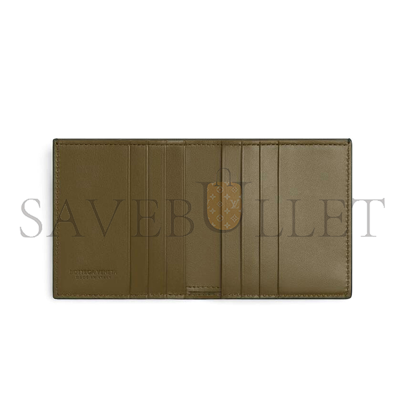 BOTTEGA VENETA INTRECCIATO BI-FOLD WALLET DARK GREEN CLAY 749400 (10*9.5*1cm)